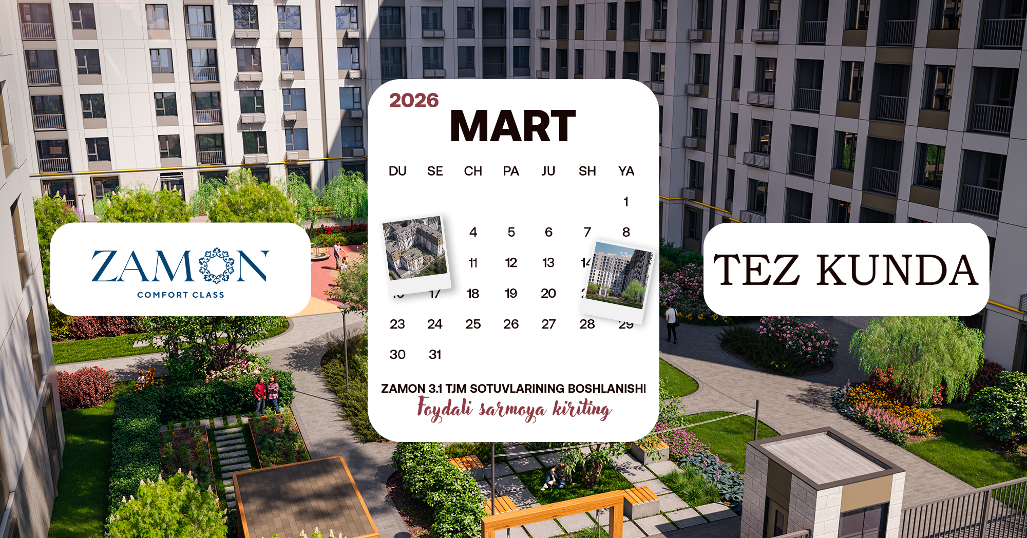 Zamon’da sotuvlar boshlanishi. Tez kunda!