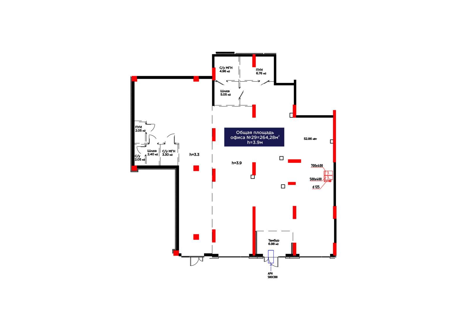 Планировка помещения 264 м² в ЖК «MOD Fusion»